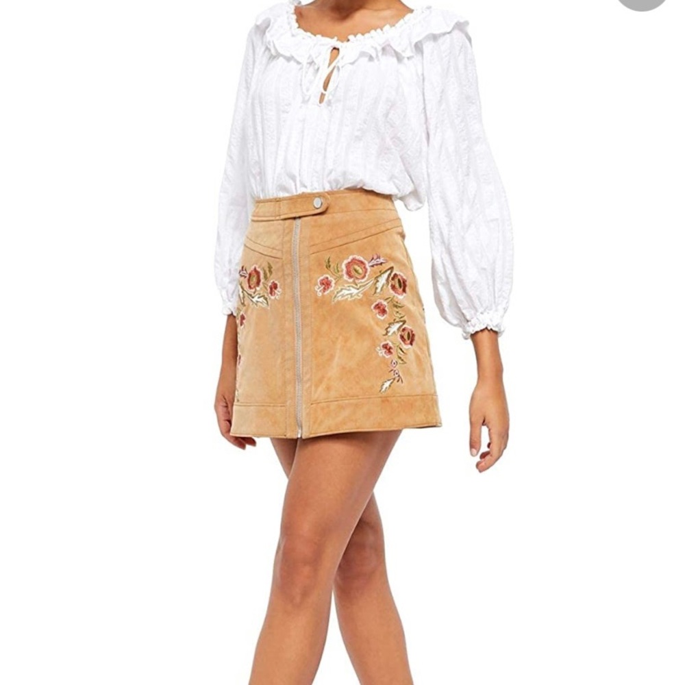 Free people floral leather skirt